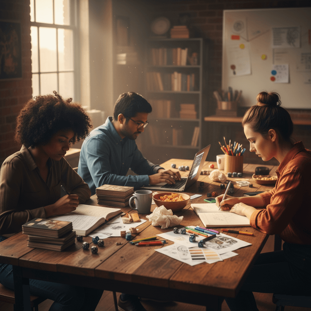 Game masters and developers collaborating